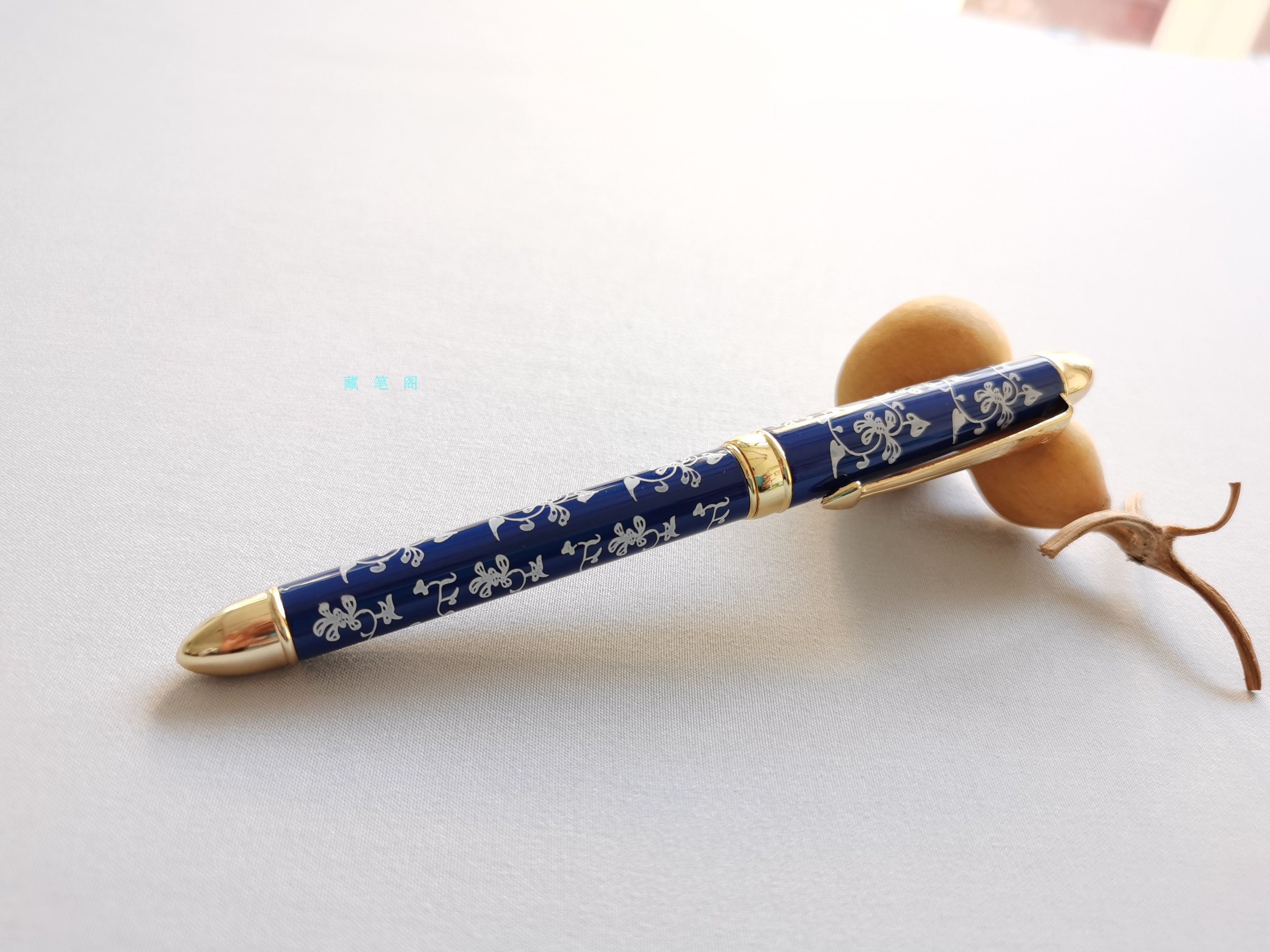 库存全新金星蜡染青花瓷钢笔铜杆明尖金属笔握钢笔