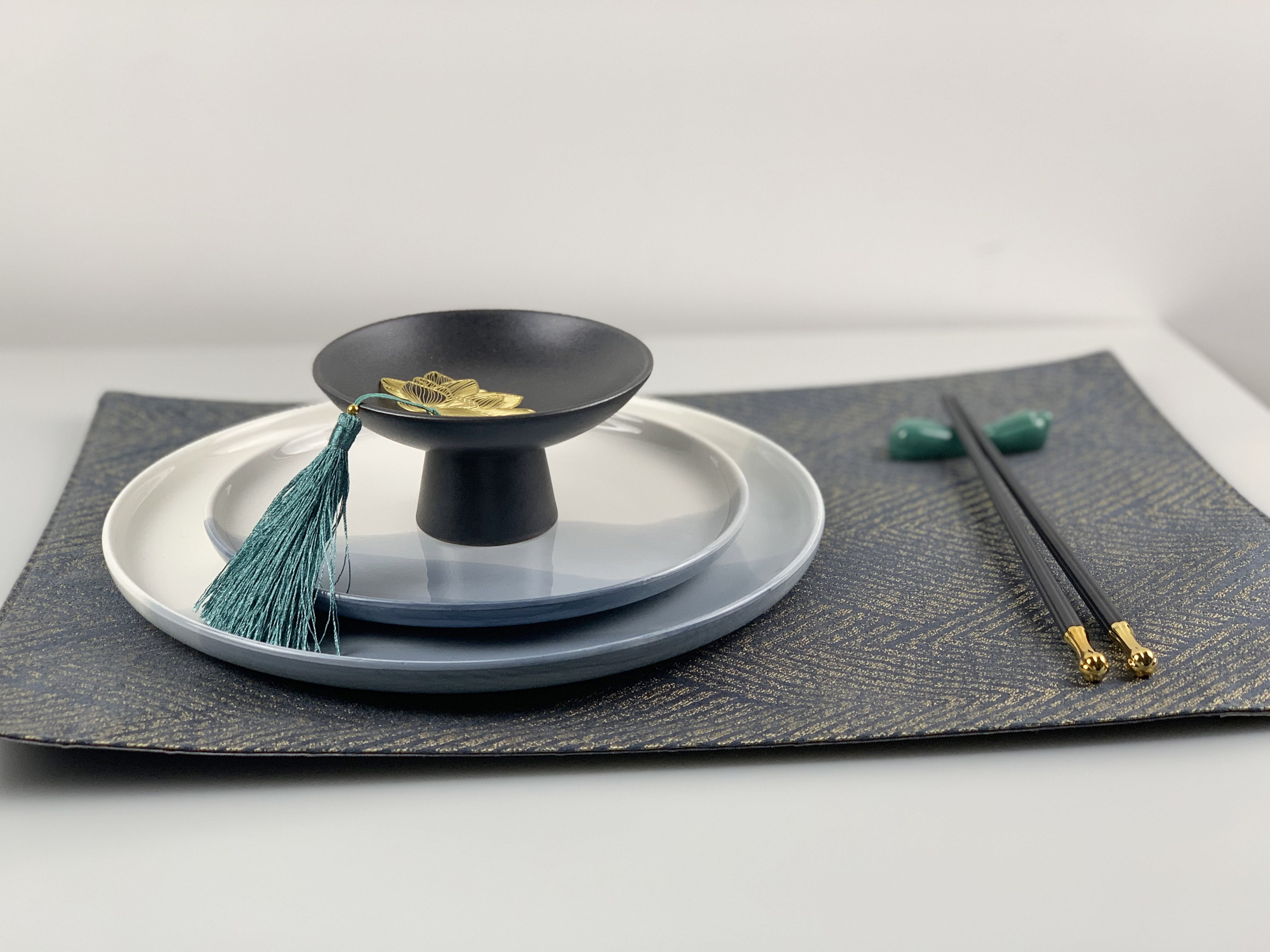 餐具套装复古粗陶水墨新中式中式泼墨灰色餐盘西餐餐具套装