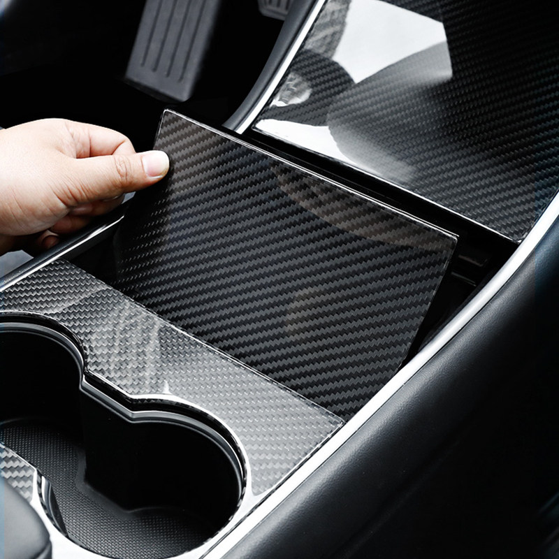 适用于特斯拉teslamodel3真干碳纤维中控台面面板饰板汽车贴片