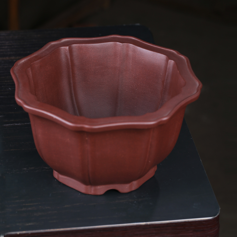 手工宜兴紫砂盆景精品高档大号菱形盆栽古典松树花盆