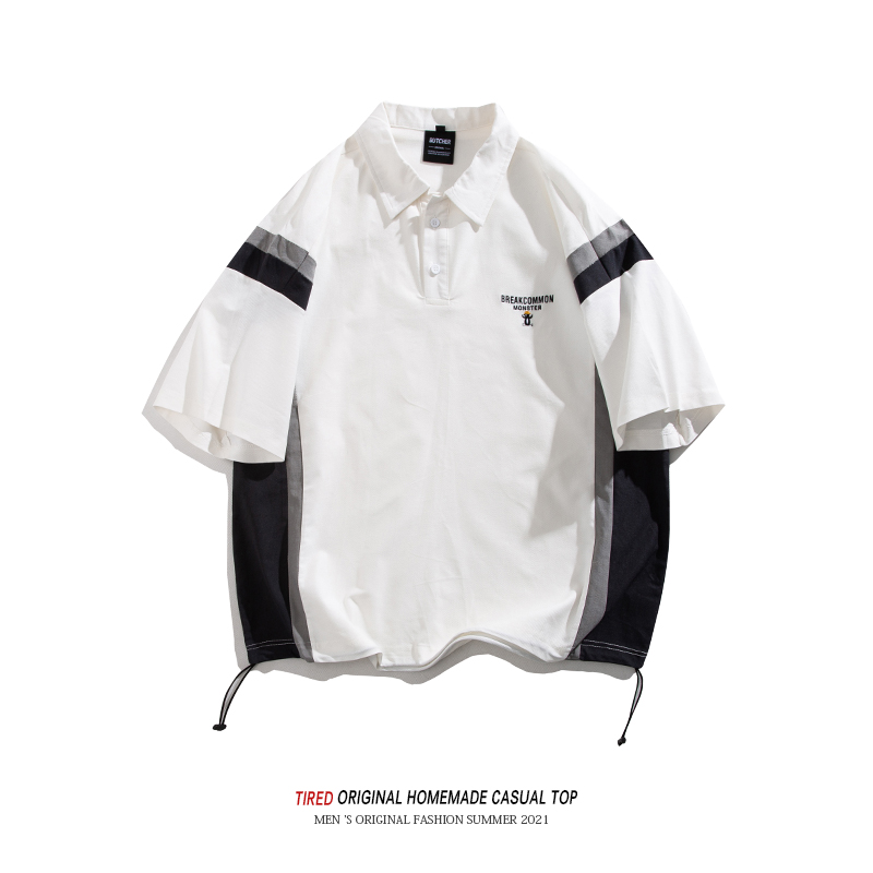 单行者潮牌POLO衫男夏季翻领短袖t恤男情侣学生体恤休闲半袖潮tee