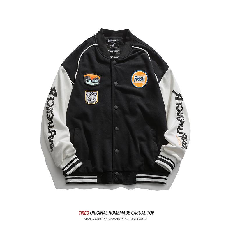 美式潮牌夹克男春秋宽松潮男棒球服情侣装百搭休闲外套街头男上衣