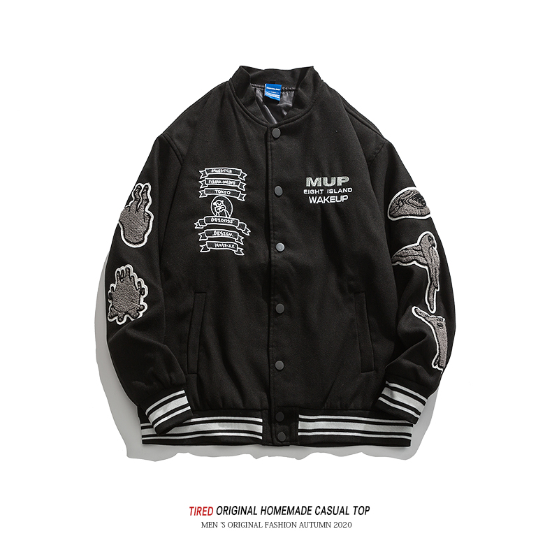 美式潮牌棒球服男春秋季复古工装夹克潮流宽松外套青少年休闲上衣