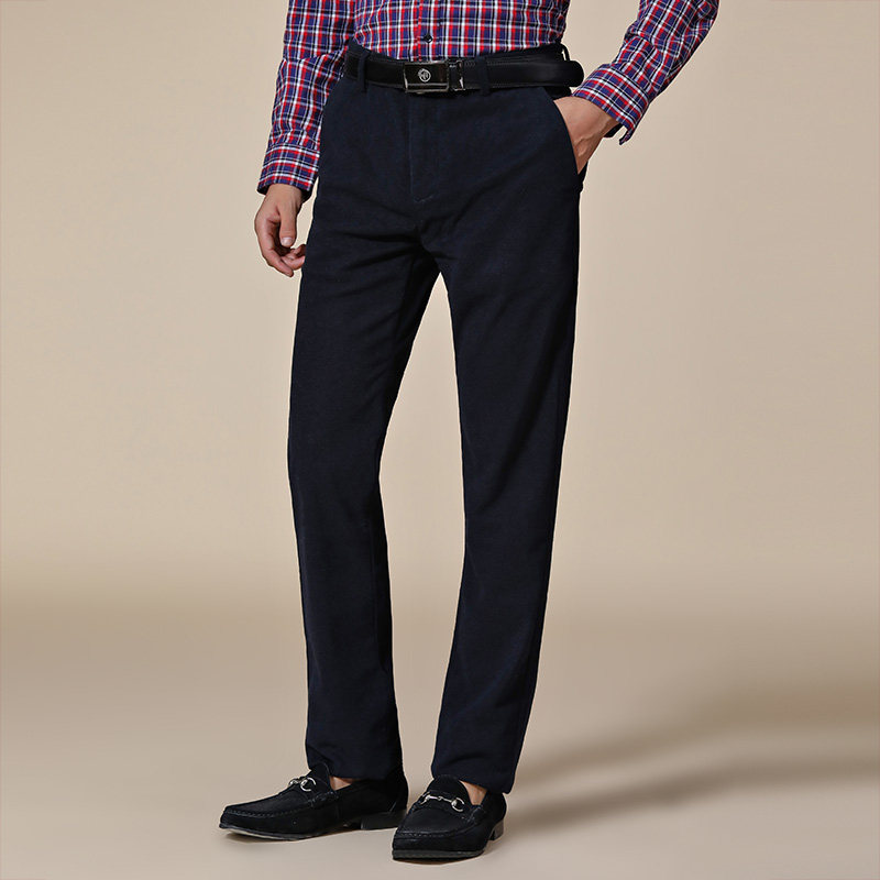 busen步森男装休闲裤男直筒纯色植绒加厚冬季新款休闲裤