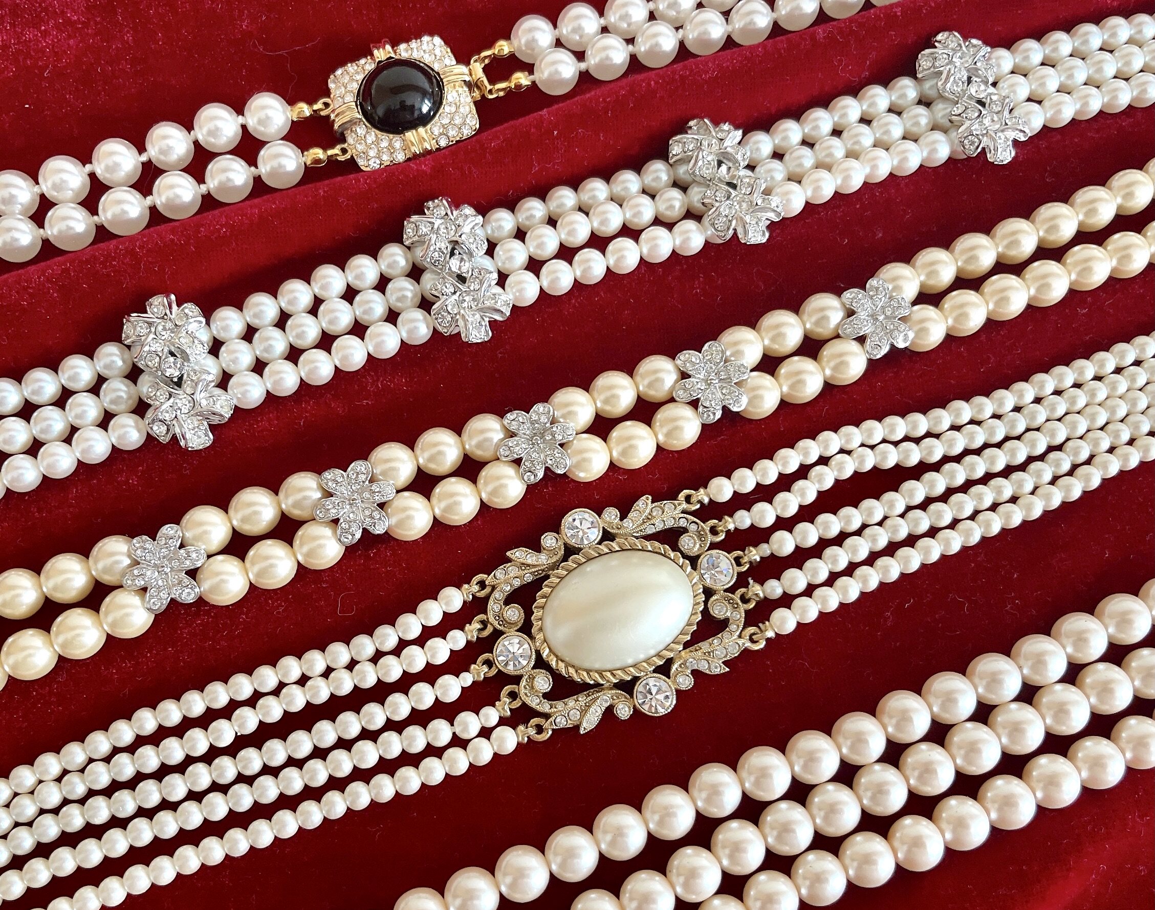 vintage西洋中古古董首饰复古古着人造珍珠项链项链