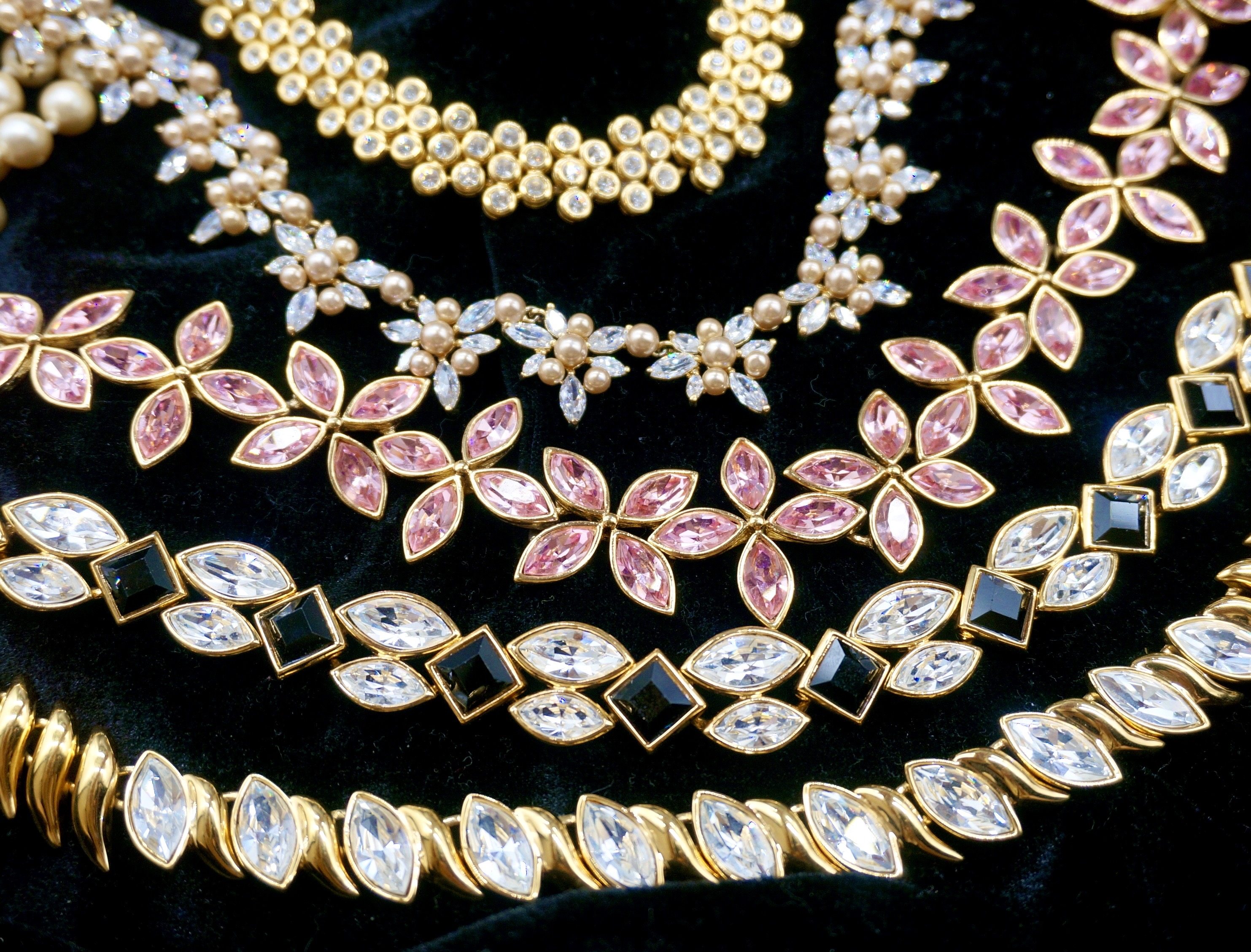 vintage西洋古董首饰复古古着水晶莱茵石宴会风项链