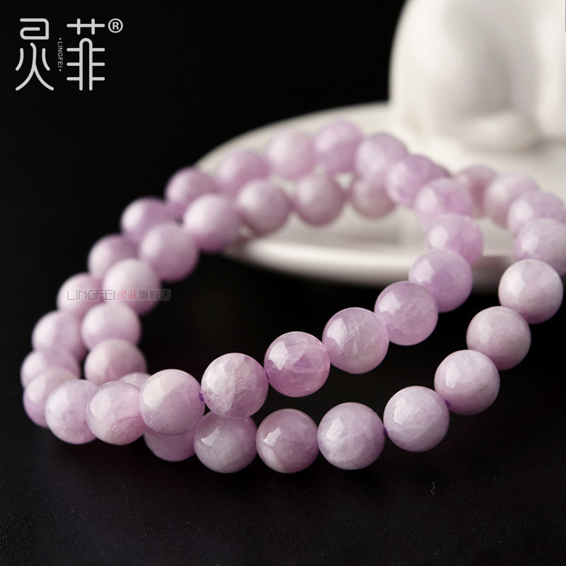 紫锂辉手链6-12mm粉色紫锂辉石散珠薰衣草紫色水晶珠子单圈手串女