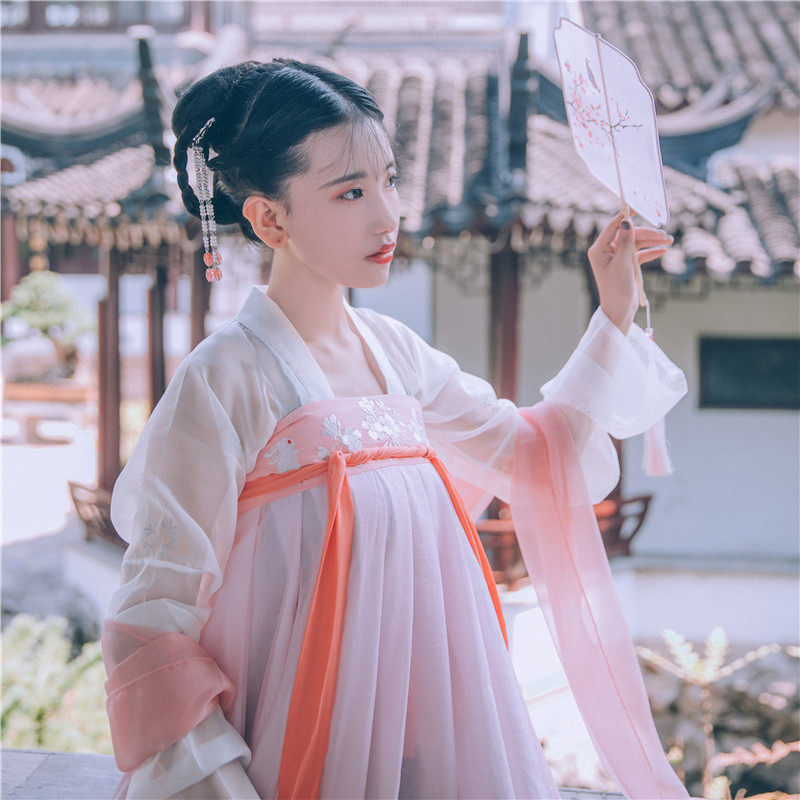 【绯棠】梨花渡原创汉服女 齐胸对襟襦裙日常春夏套装中国风