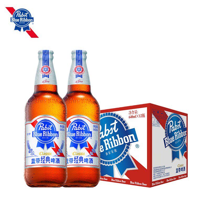 蓝带blueribbon经典啤酒11度640ml12瓶啤酒