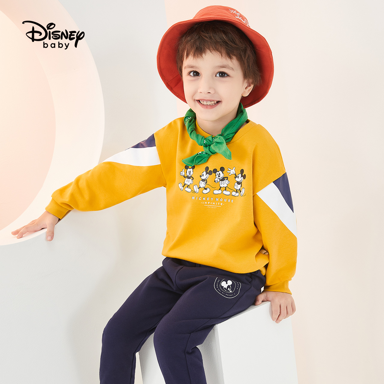 迪士尼童装男童套装2021新款潮春秋装宝宝卫衣儿童衣服两件套帅气