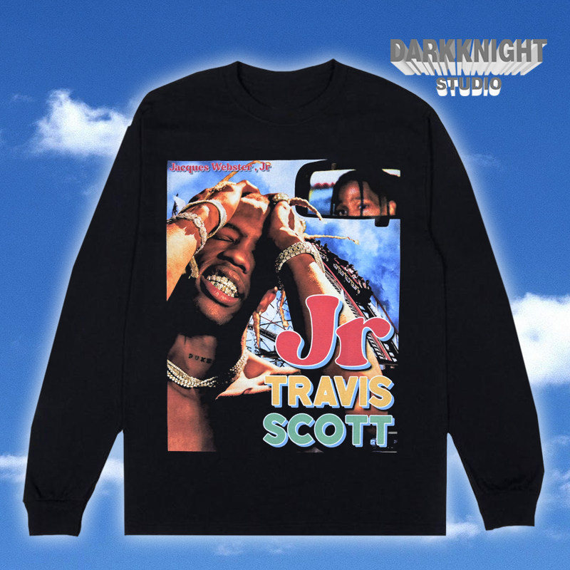 闪电travisscott嘻哈人像vintage长袖巡演沙漠风格t恤