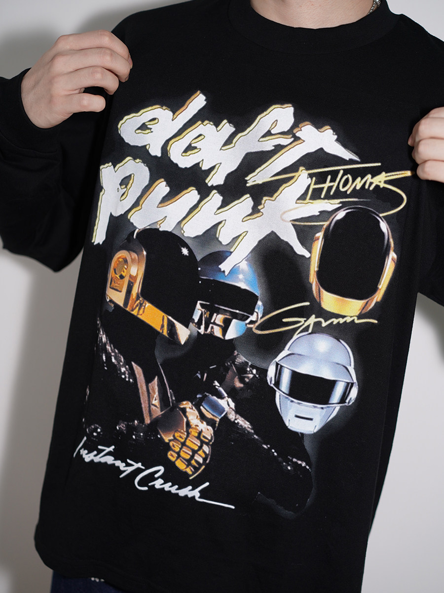 daftpunk朋克头盔嘻哈宽松人像vintage纯棉短袖t恤