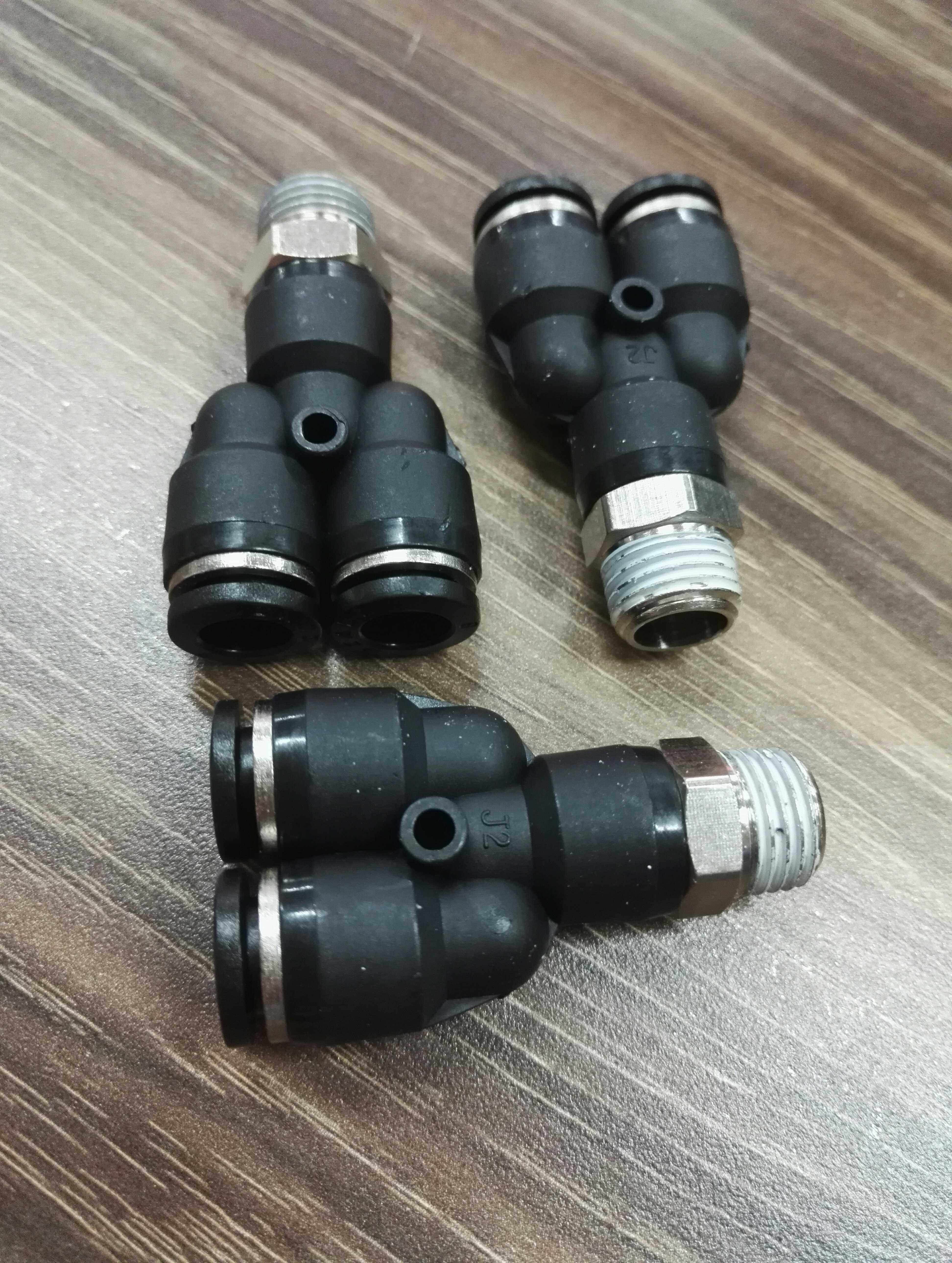 一边配件气缸气管8mm两根插接分外1分一头管接头