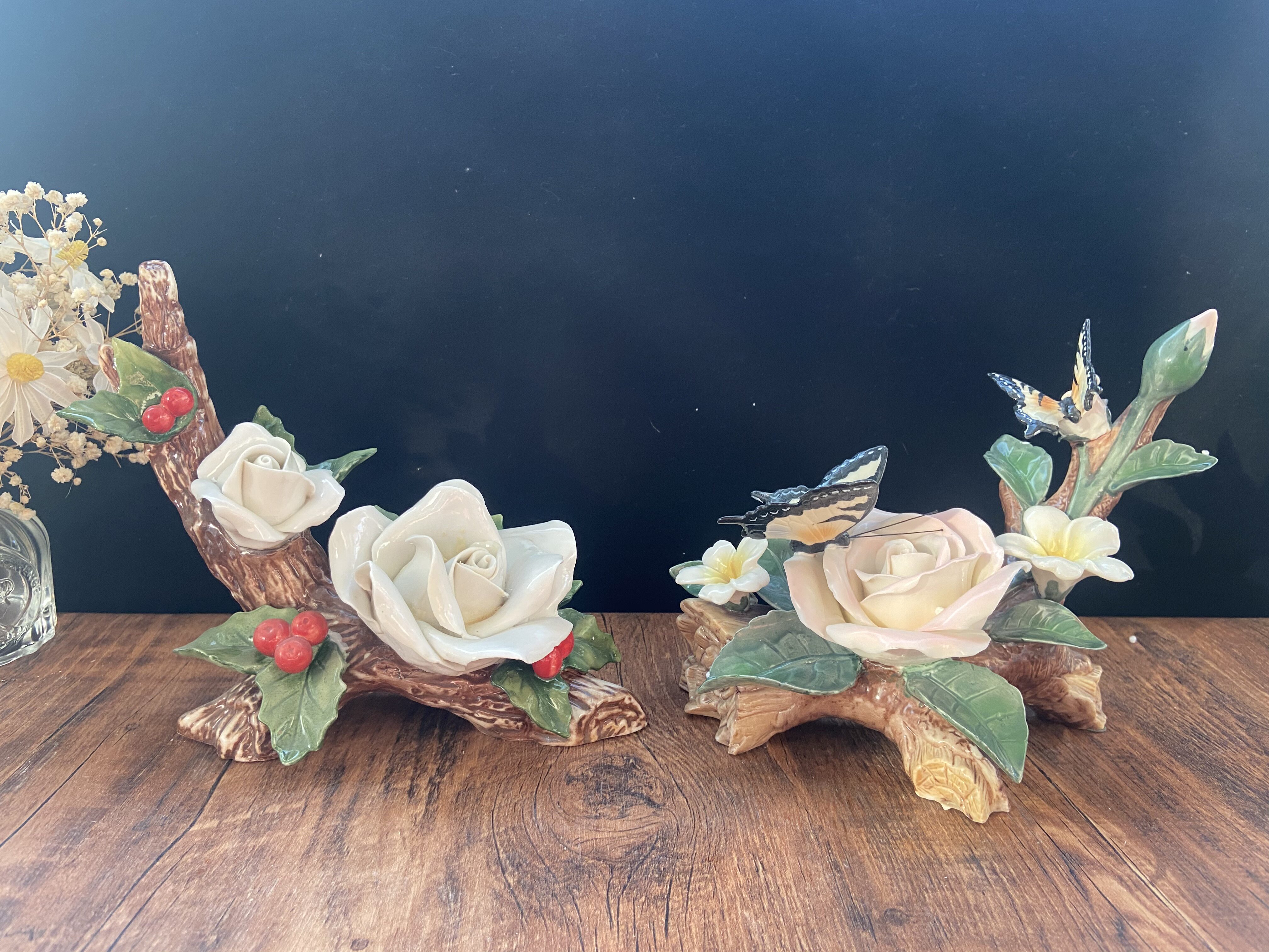 包邮出口原单陶瓷雅致手绘田园风格花鸟花卉摆件