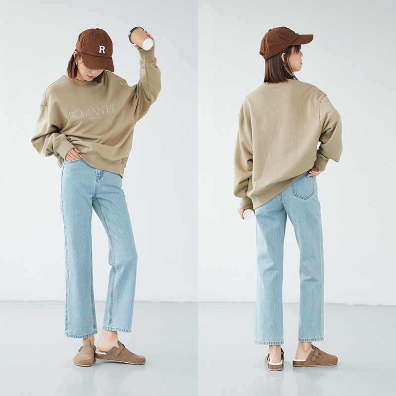 no93复古高腰筒裤牛仔裤九分2022春夏新款显瘦牛仔裤