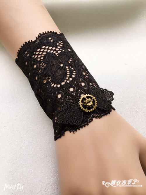 新品柔软蕾丝手腕疤痕纹身遮盖宽手环带松紧其它首饰
