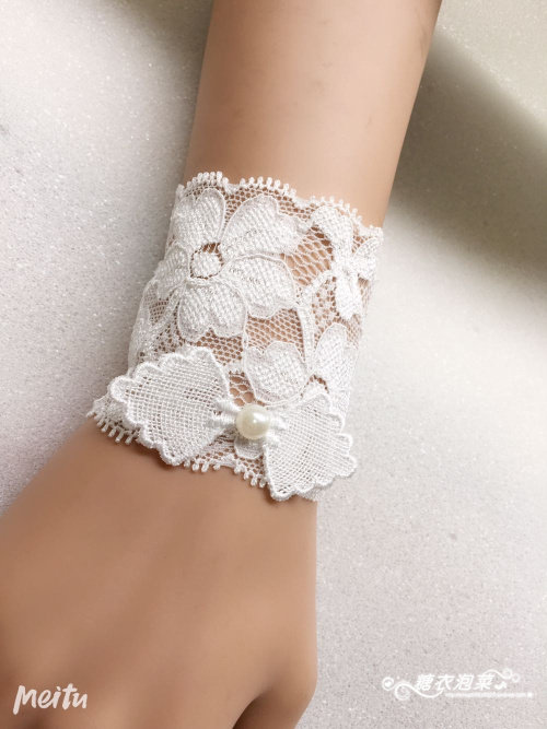 新品柔软蕾丝手腕疤痕纹身遮盖宽手环带松紧其它首饰