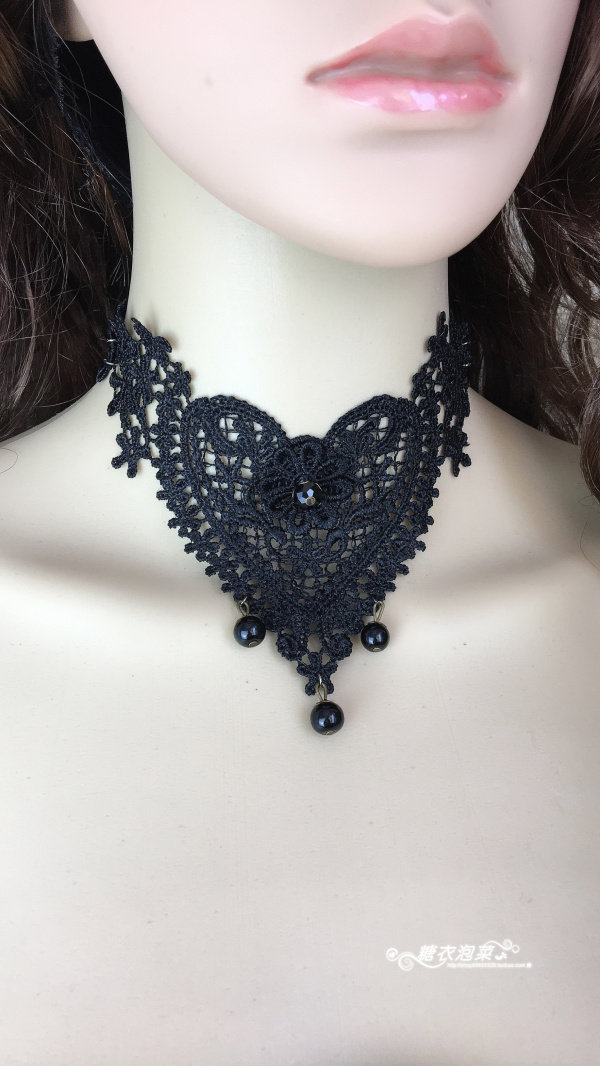 蕾丝项链锁骨遮盖颈链女韩版夸张哥特颈带黑色项链