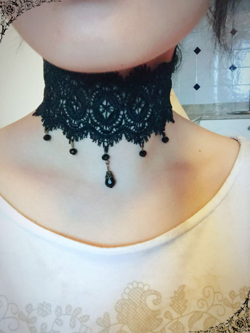 韩国黑色颈部手术疤痕纹身围脖蕾丝短款项链项链