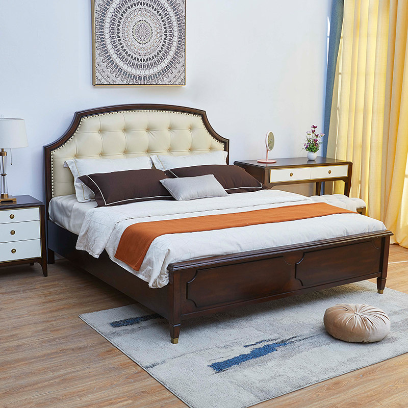 雅居格美式床实木床欧式双人床主卧轻奢现代简约北欧家具实木床