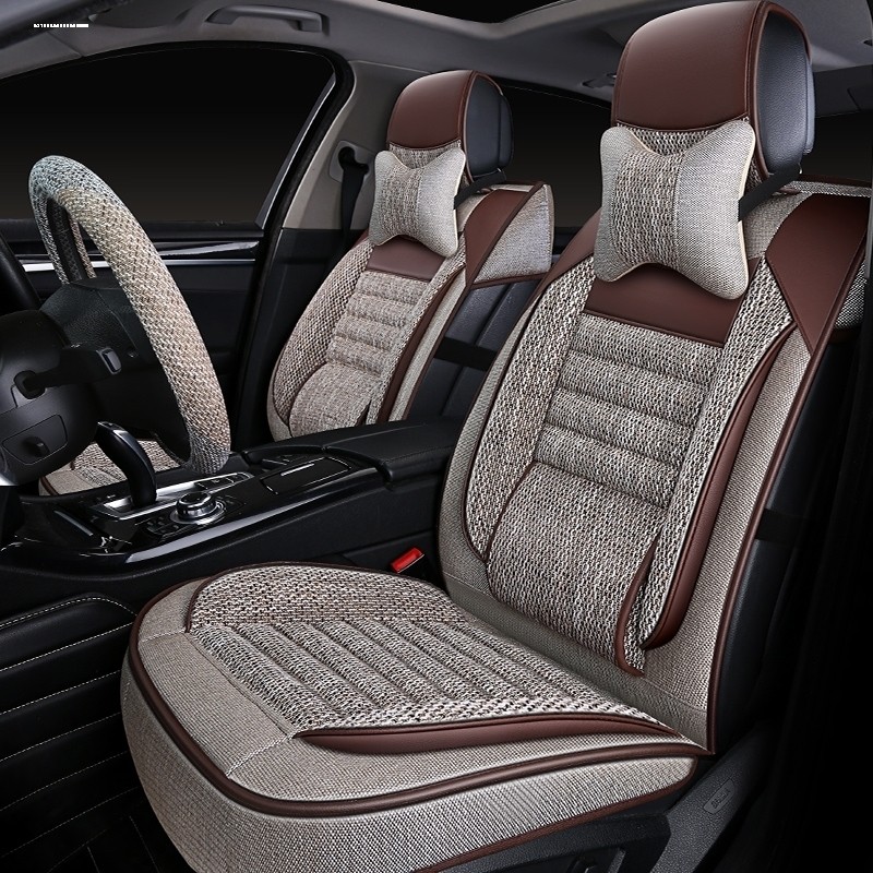 新款汽车座套订做全包座椅套亚麻布艺亚麻坐套四季通用坐垫车套子