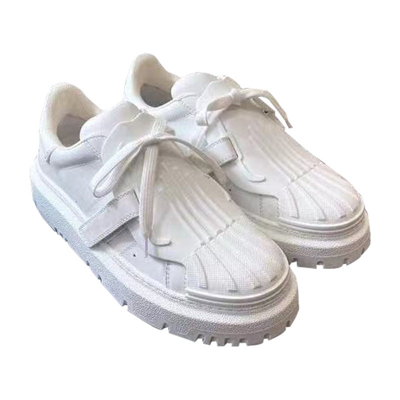 2022新款千娇迪奥贝壳头小白鞋百搭厚底休闲休闲运动浅口单鞋