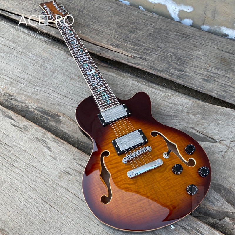 正品acepro爱艺半空空心爵士blues风格学生入门吉他电吉他