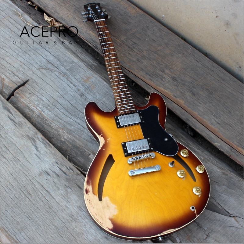 顺丰aceproguitars爱艺思做复古爵士孔电吉他初学入门吉他电吉他