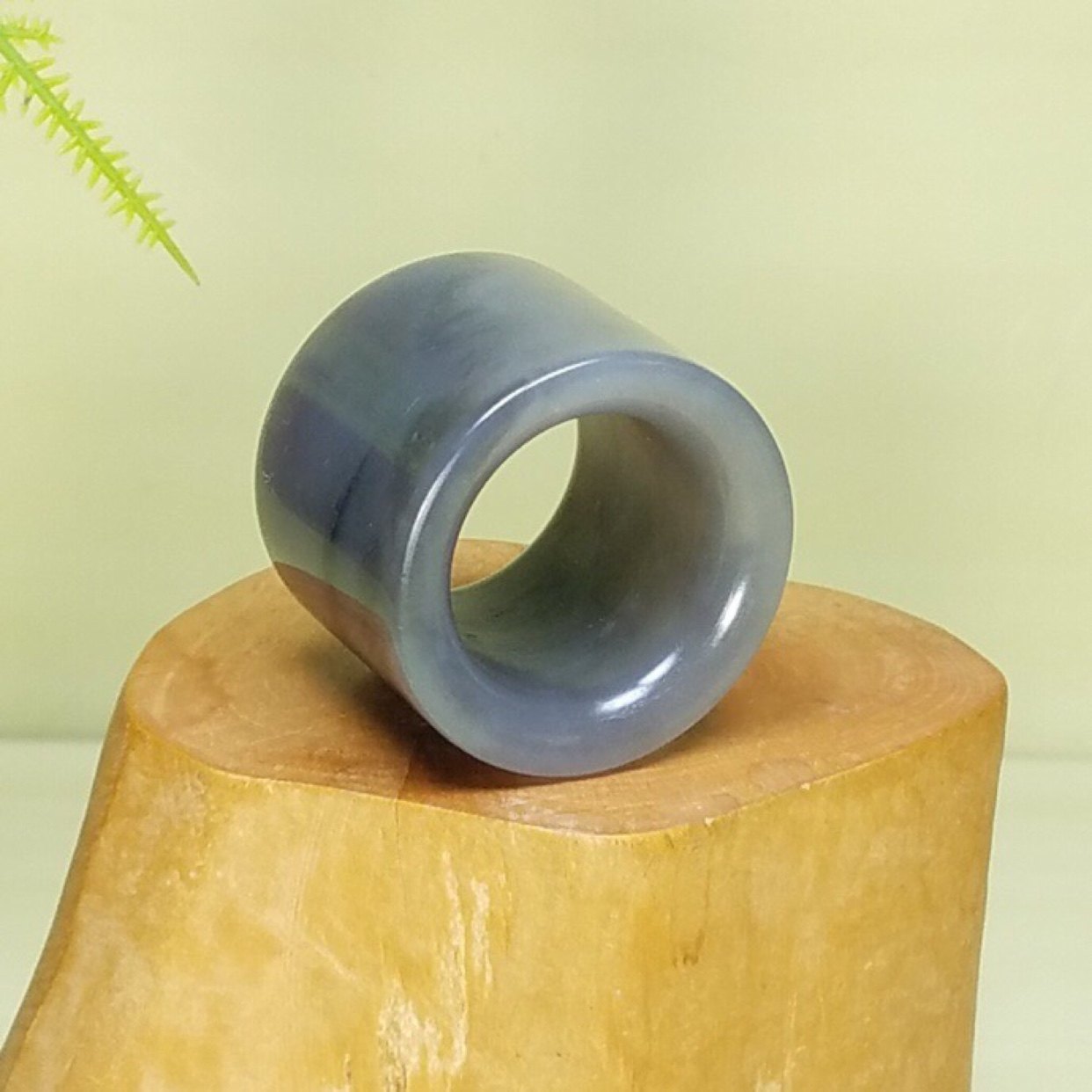 天然青海和田玉冰底烟紫玉扳指素面碧玉指环手饰