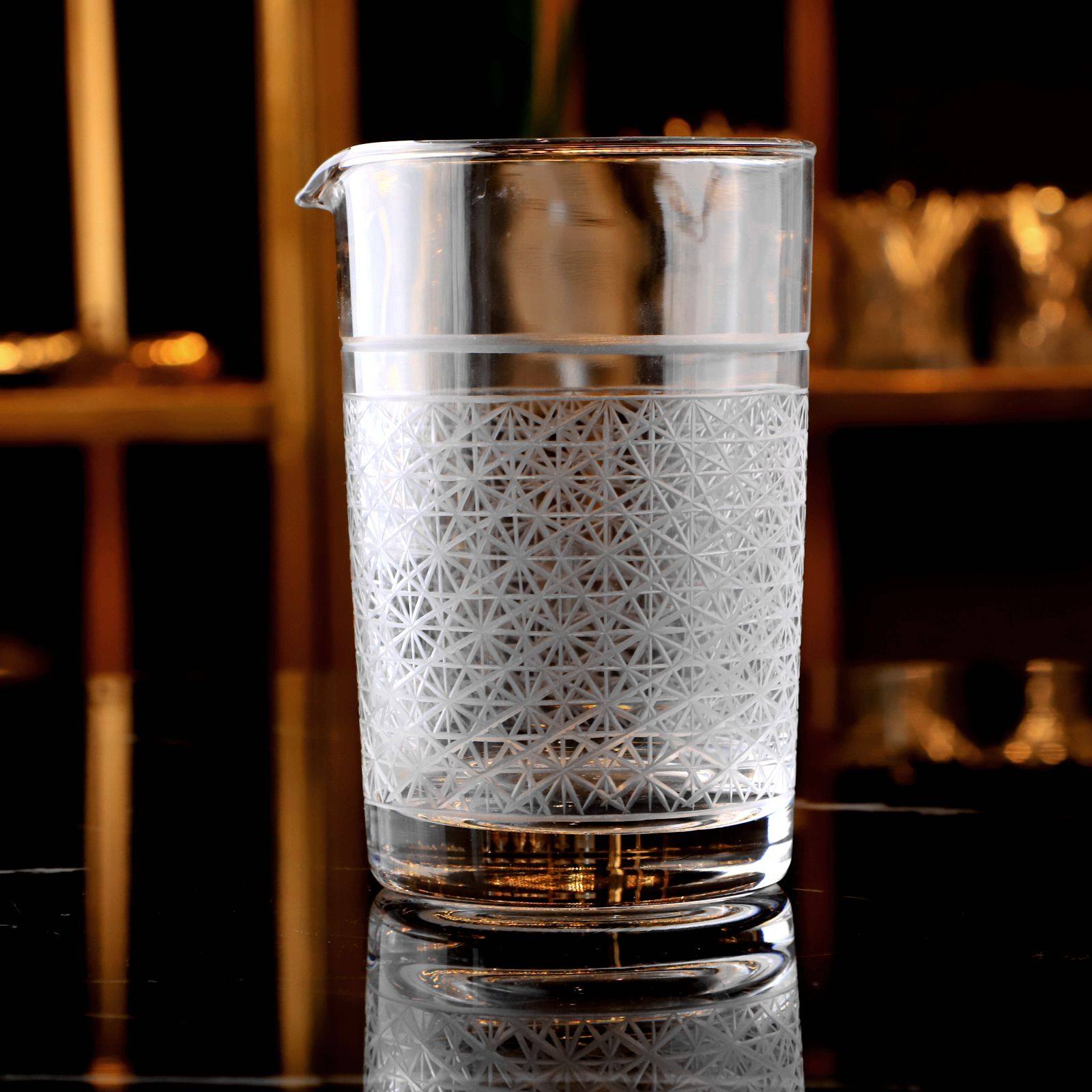 酒吧器皿进口水晶刻花mixing glass 调酒器 搅拌杯 马天尼分酒器
