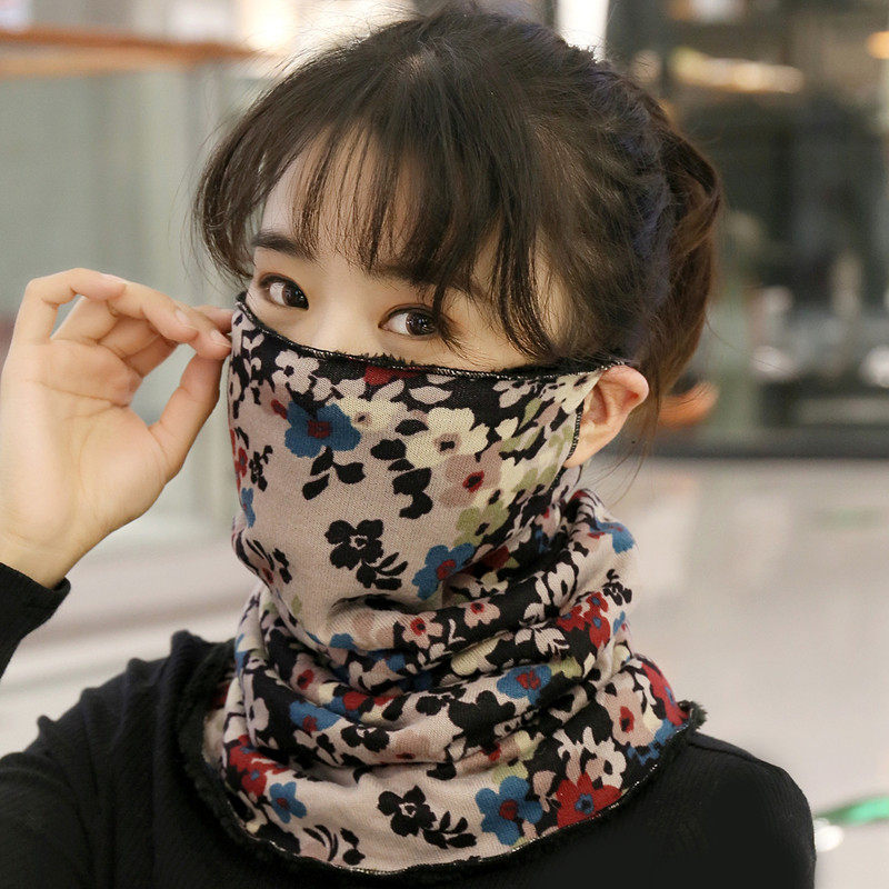 防晒围脖面纱透气春秋套头挂耳蒙面遮脸面罩围巾