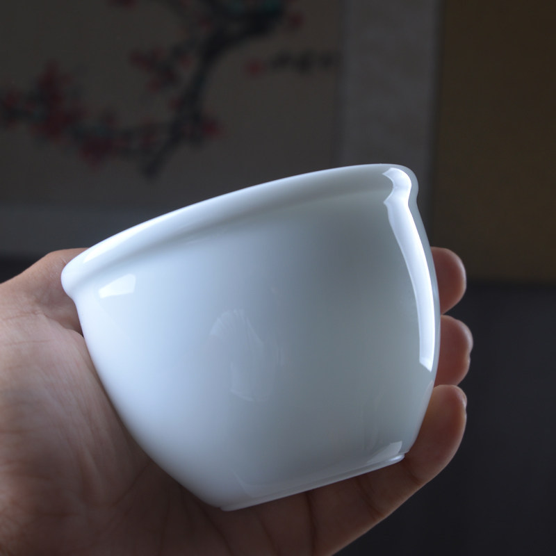 功夫单杯茶盏缸杯大号个人主人仿古功夫茶白瓷茶杯