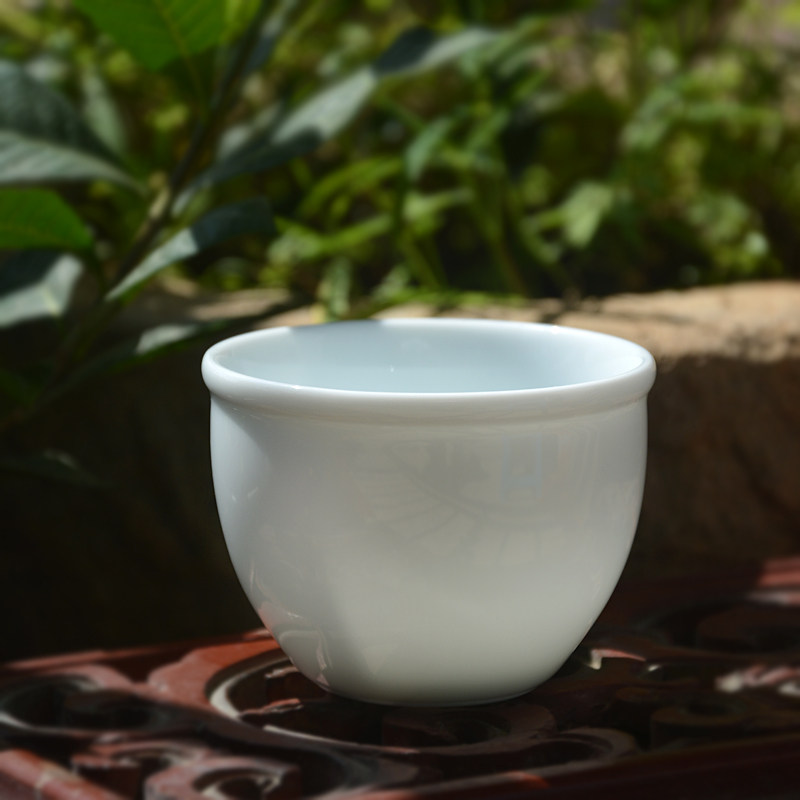 功夫单杯茶盏缸杯大号个人主人仿古功夫茶白瓷茶杯