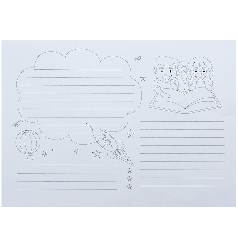 包邮儿童a4校园手抄报a3小学生创作绘画涂色线稿模板节日读书小报