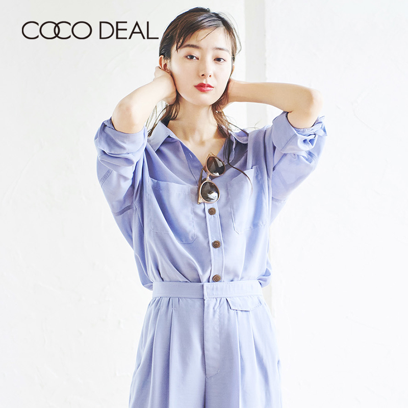 coco deal 20新品日系女装工装风宽松翻领长袖衬衫上衣70318338