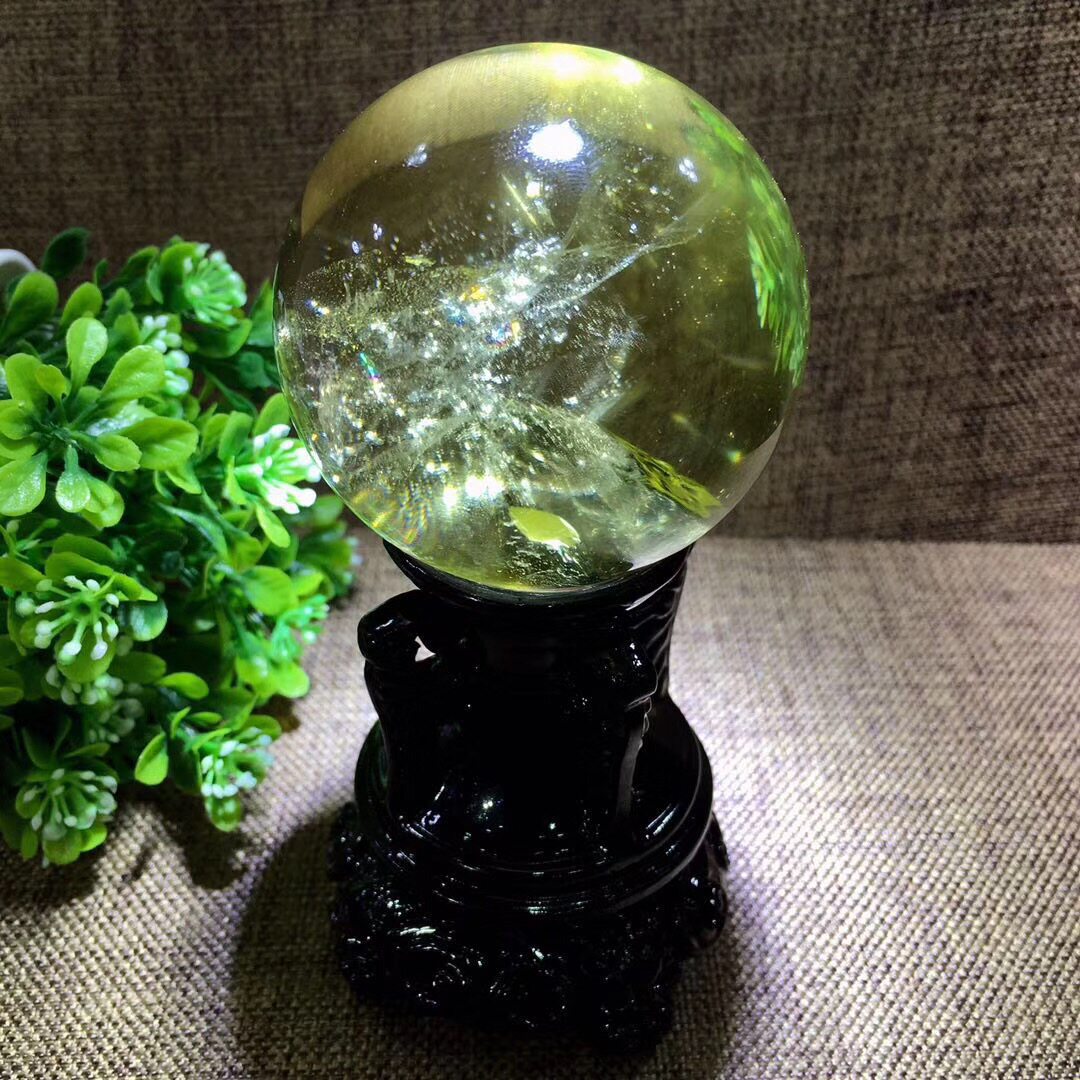 runyangshi东海天然黄水晶水晶球能量家居送礼办公室风水摆件