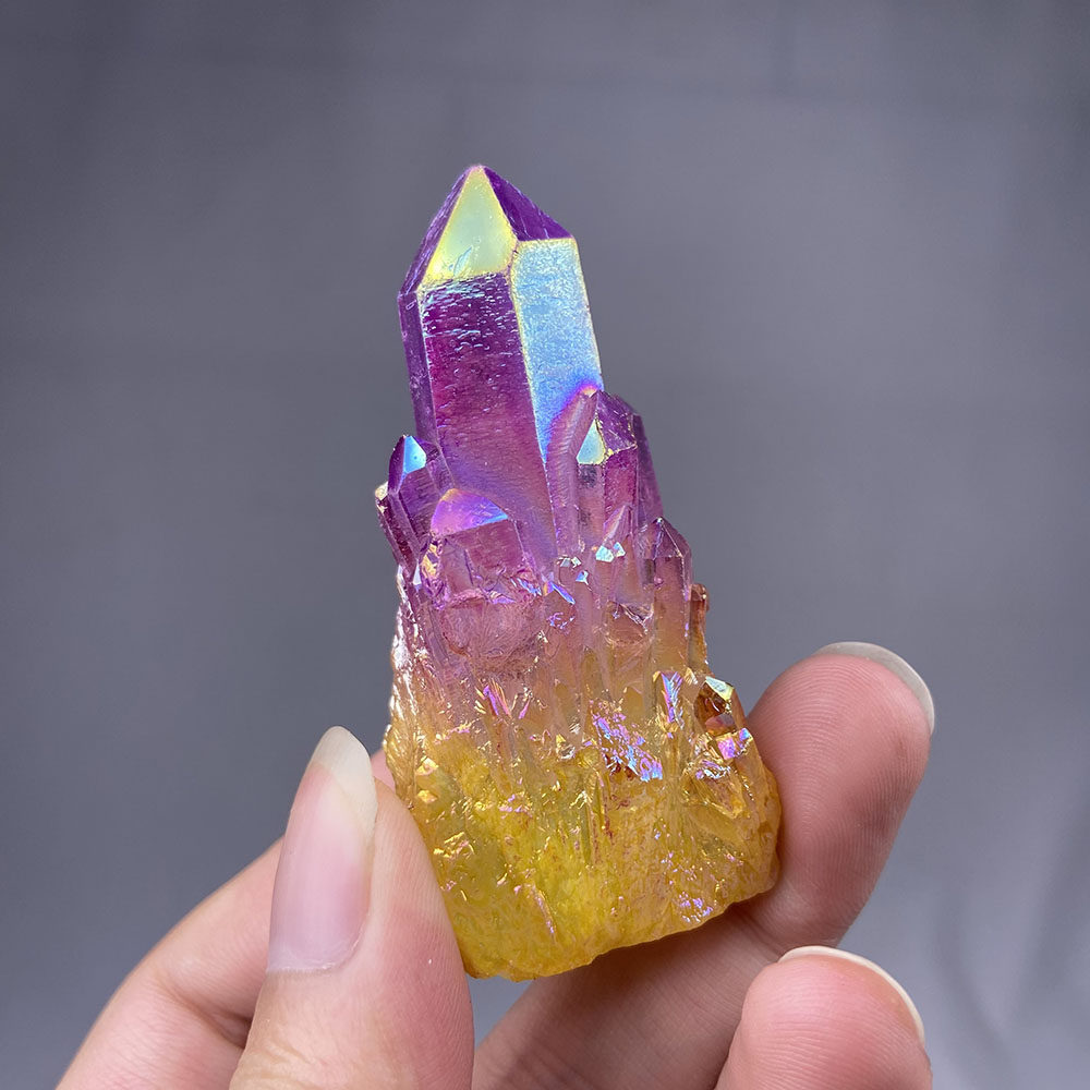 天然装饰品消磁标本矿石原石晶块火焰彩虹白水晶摆件