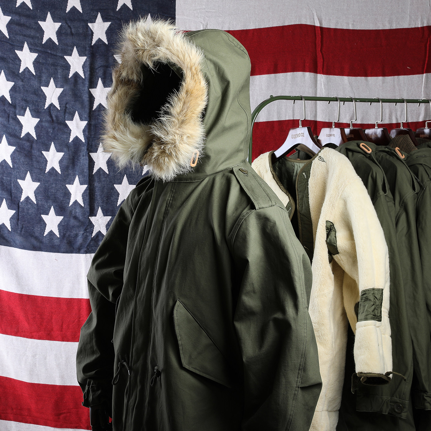 gizemo复刻美军初代m51 parka 皇冠拉链收藏版 m1951军版鱼尾风衣