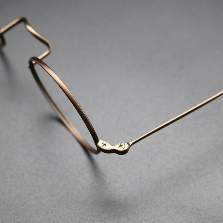 日本kmn136无鼻托眼镜复古纯钛细框圆框镜框哈利波特无螺丝鼻托