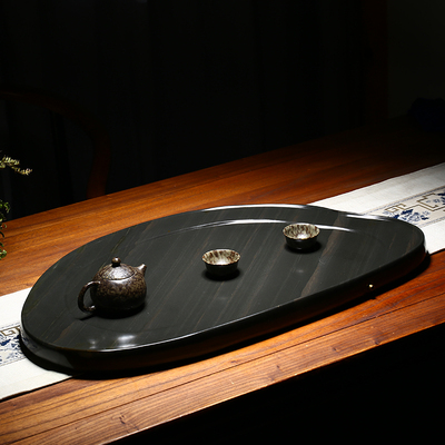 轻奢歙砚台多人茶台深山茶海石头茶盘天然原石湿泡茶具端砚乌金石