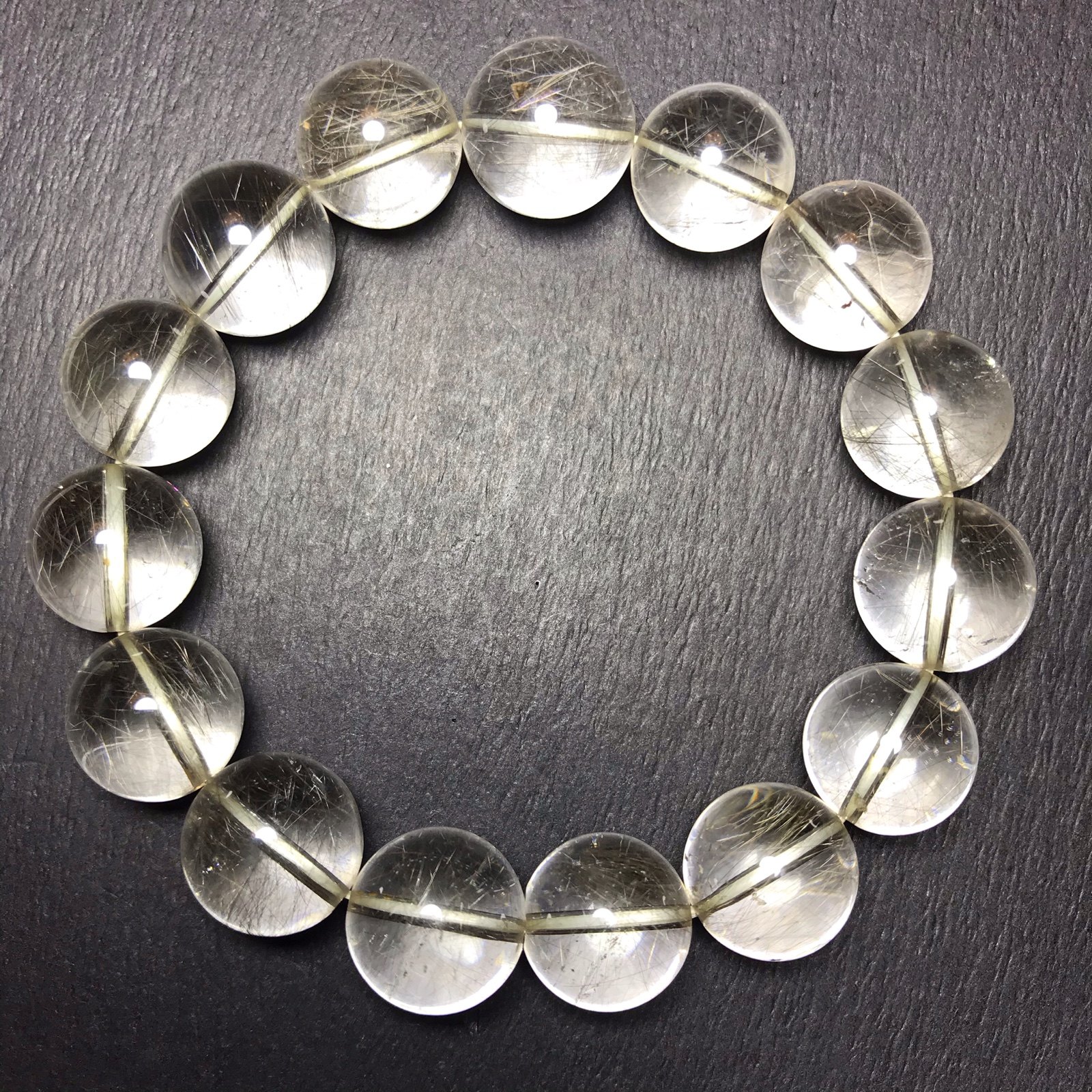 新品银发圆珠手链水晶玻璃体满发晶手串颗粒男女手饰