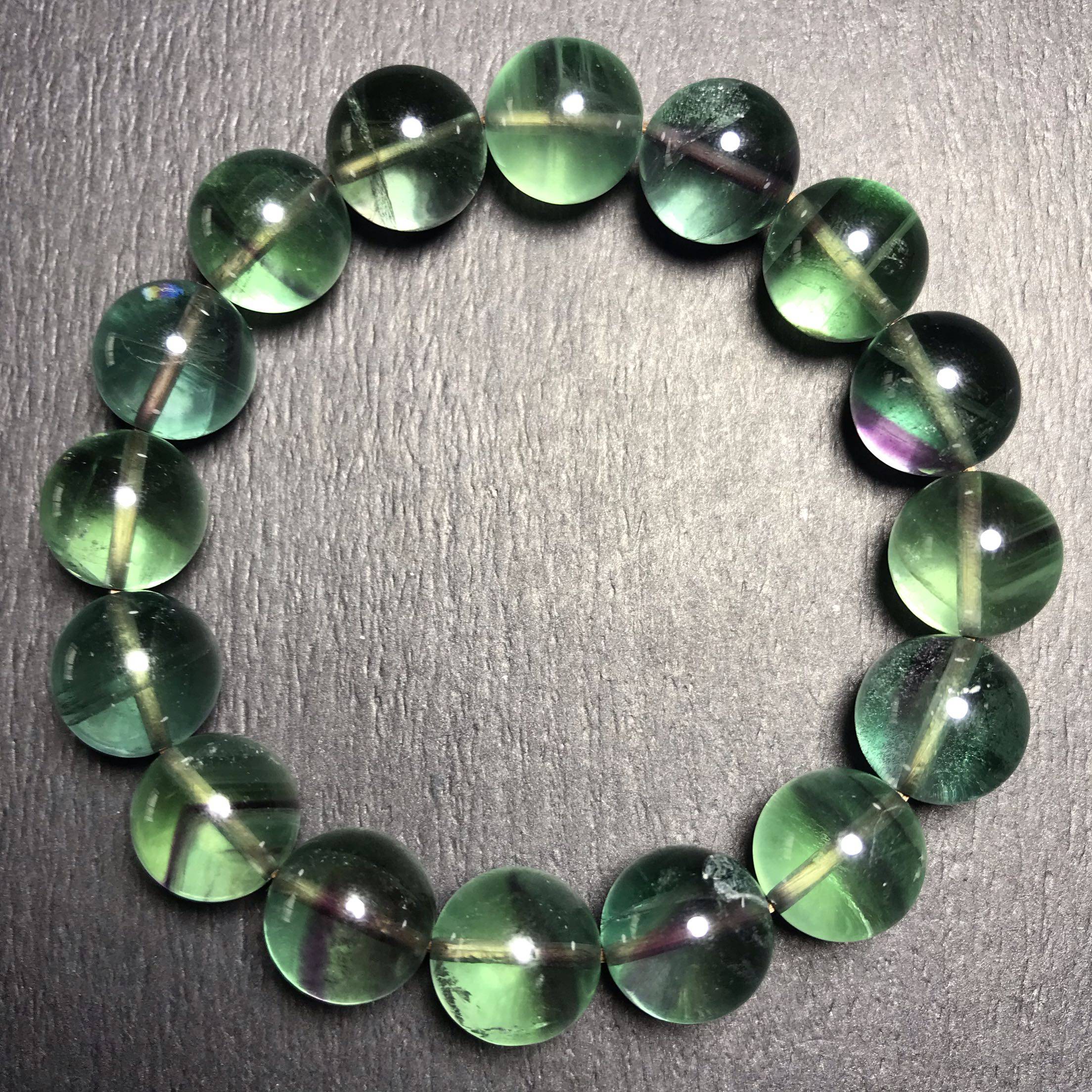 新品天然蓝绿渐变变色萤石单圈手链男女情侣手饰