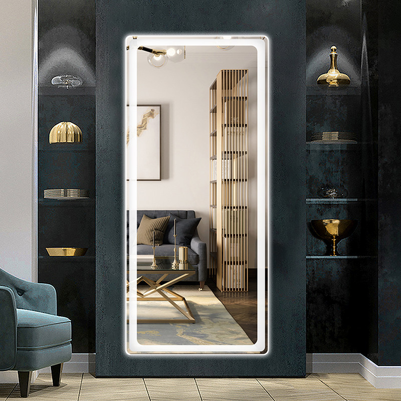 yishare智能led穿衣镜带灯家用壁挂全身镜子试衣间圆角无框装饰镜