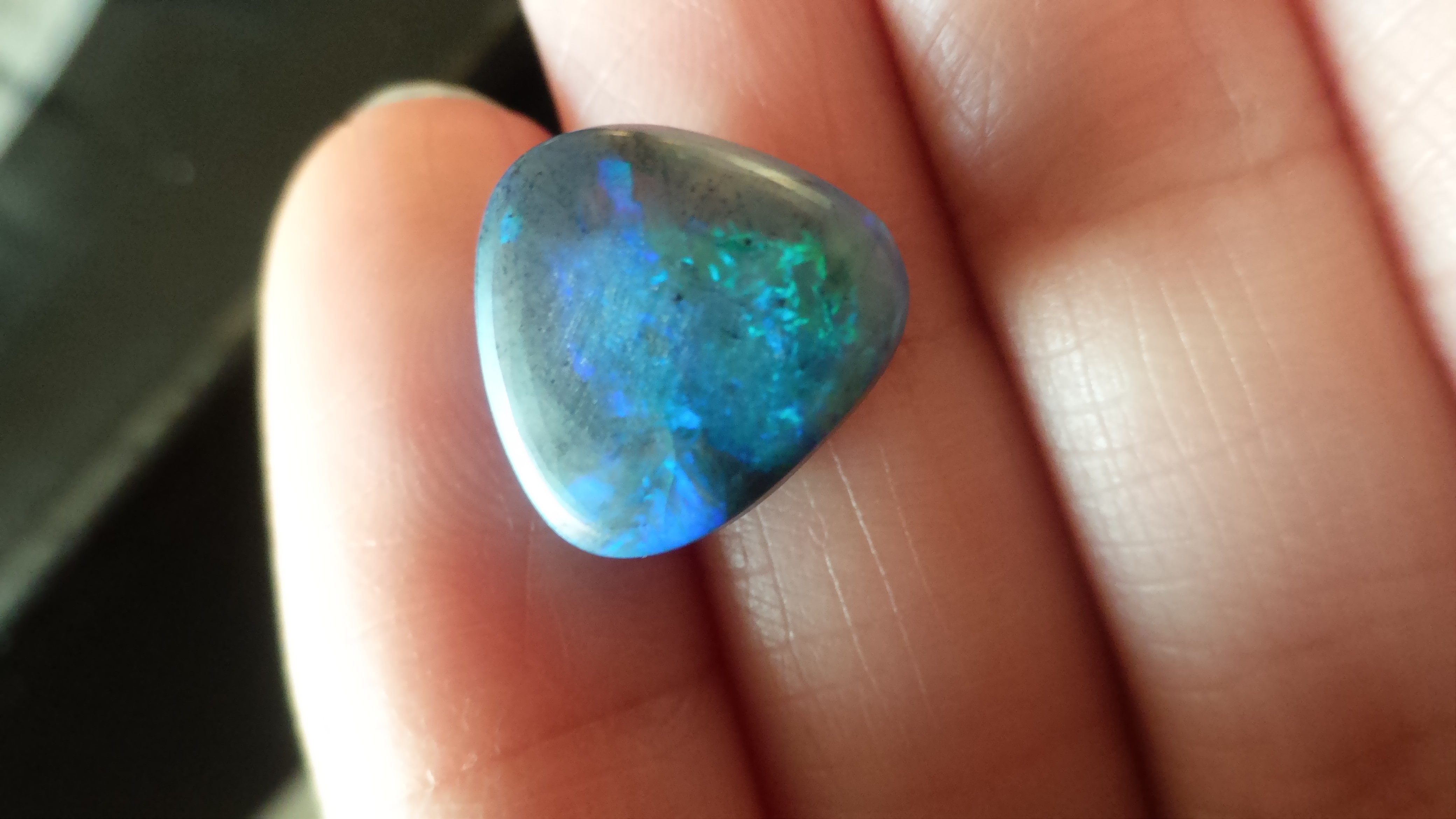 天然澳洲黑欧泊吊坠1.37ct澳大利亚非拼合非砺石戴妃款钻石镶嵌