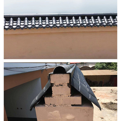 双面瓦琉璃马头墙瓦树脂装饰墙头围墙压顶塑料瓦片一体仿古屋檐瓦