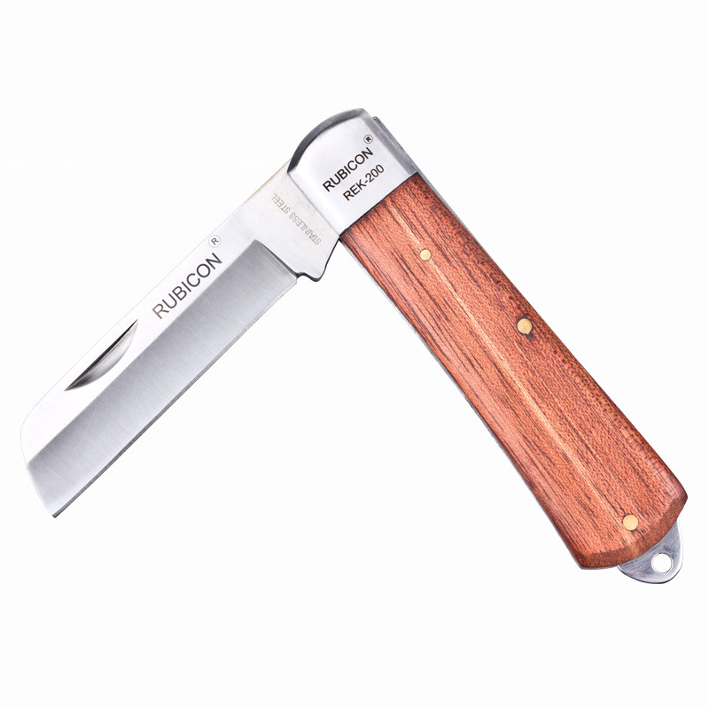 日本罗宾汉rubicon进口rek-200日式不锈钢木柄电工剥皮电工刀