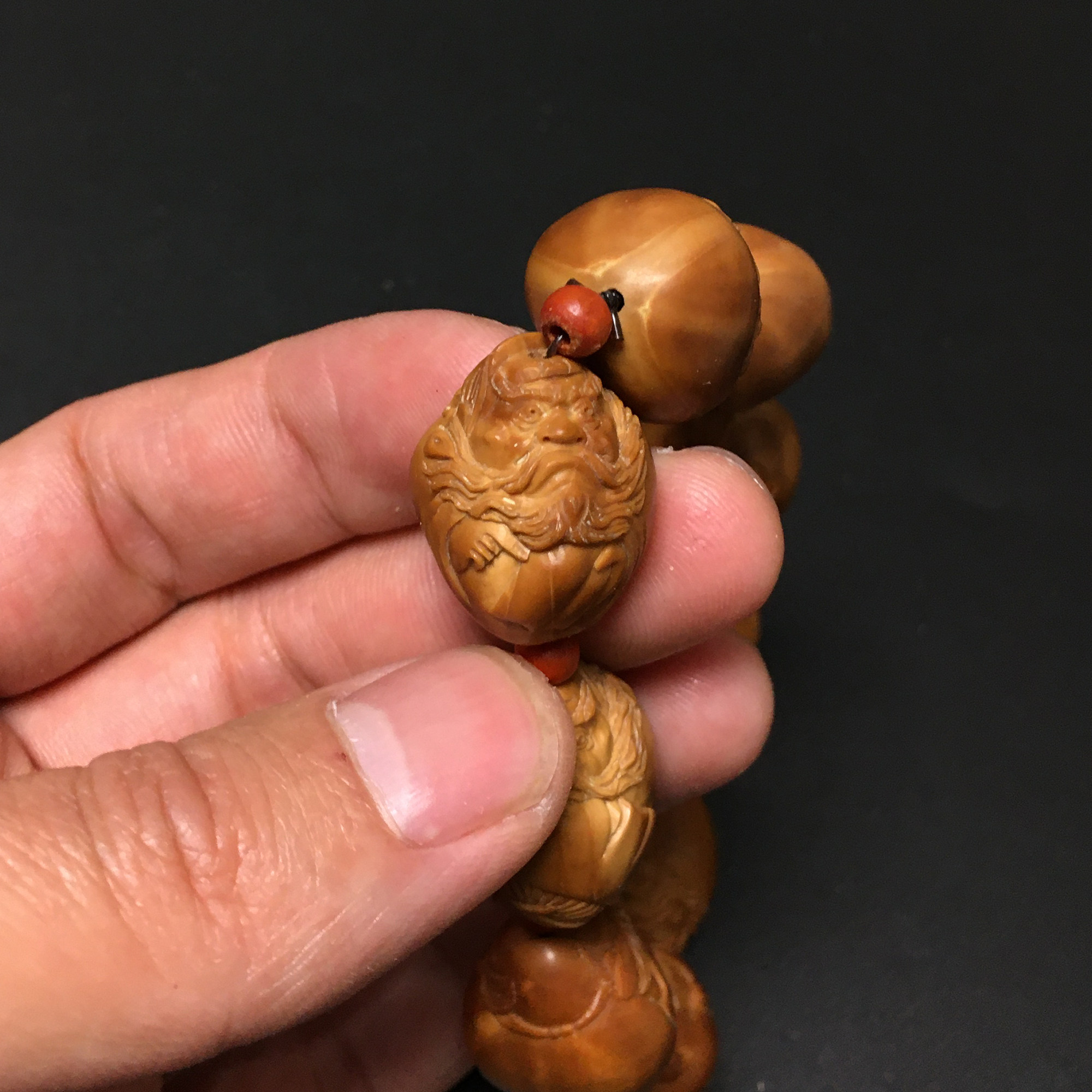 橄榄核手串包衣钟馗年老油核苏工手工雕刻185手链