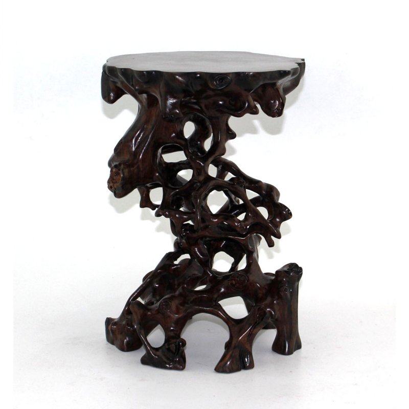 黑梓根雕镂雕艺术工艺品摆件中式木座奇石底座木雕