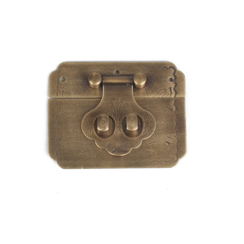 中式仿古纯铜开孔箱扣搭扣首饰盒配件木盒锁扣挂锁