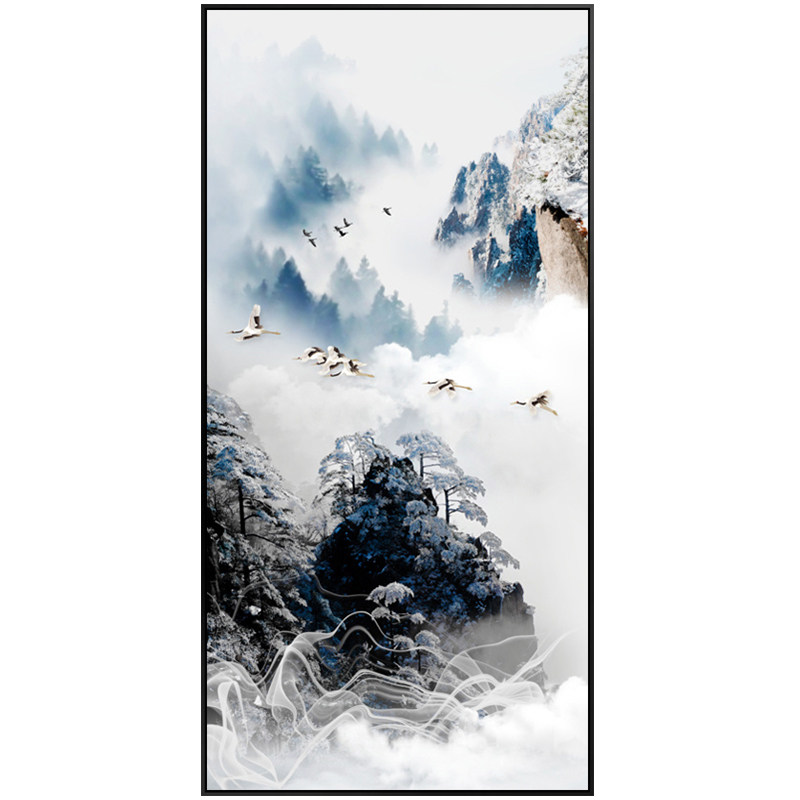 入门玄关装饰画走廊尽头过道墙壁画挂画现代简约进门竖版招财墙画